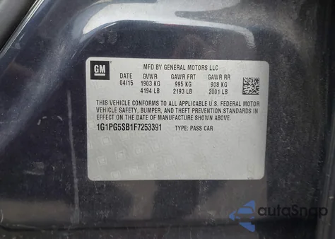 2015 Chevrolet Cruze Ltz from USA, damaged, VIN 1G1PG5SB1F7253391